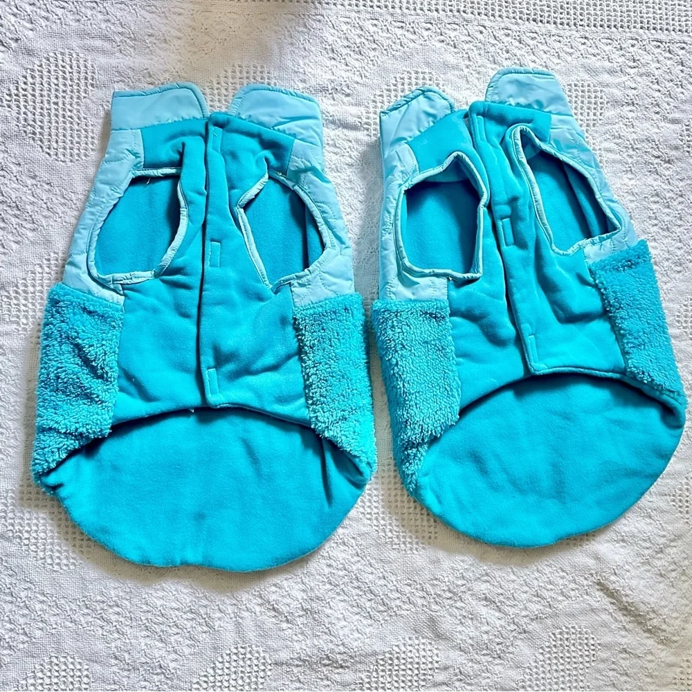🔵 Set of 2 Vibrant Life Pet Coats Dog Jackets Size Medium Sherpa Teal Blue